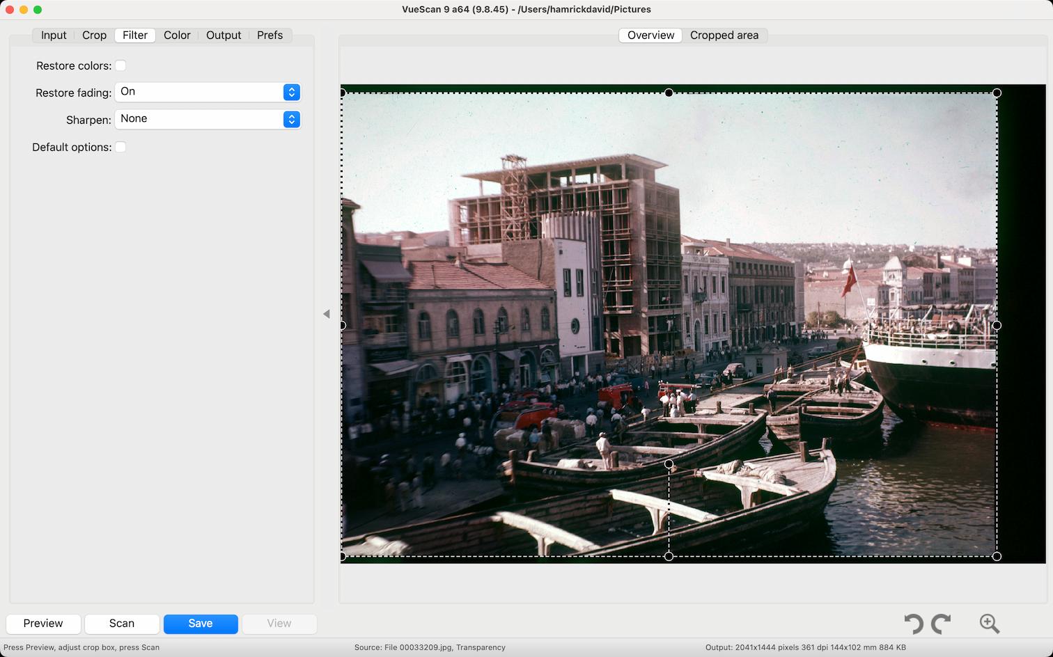 VueScan Screenshot showing the after image of AI-powered fading correction