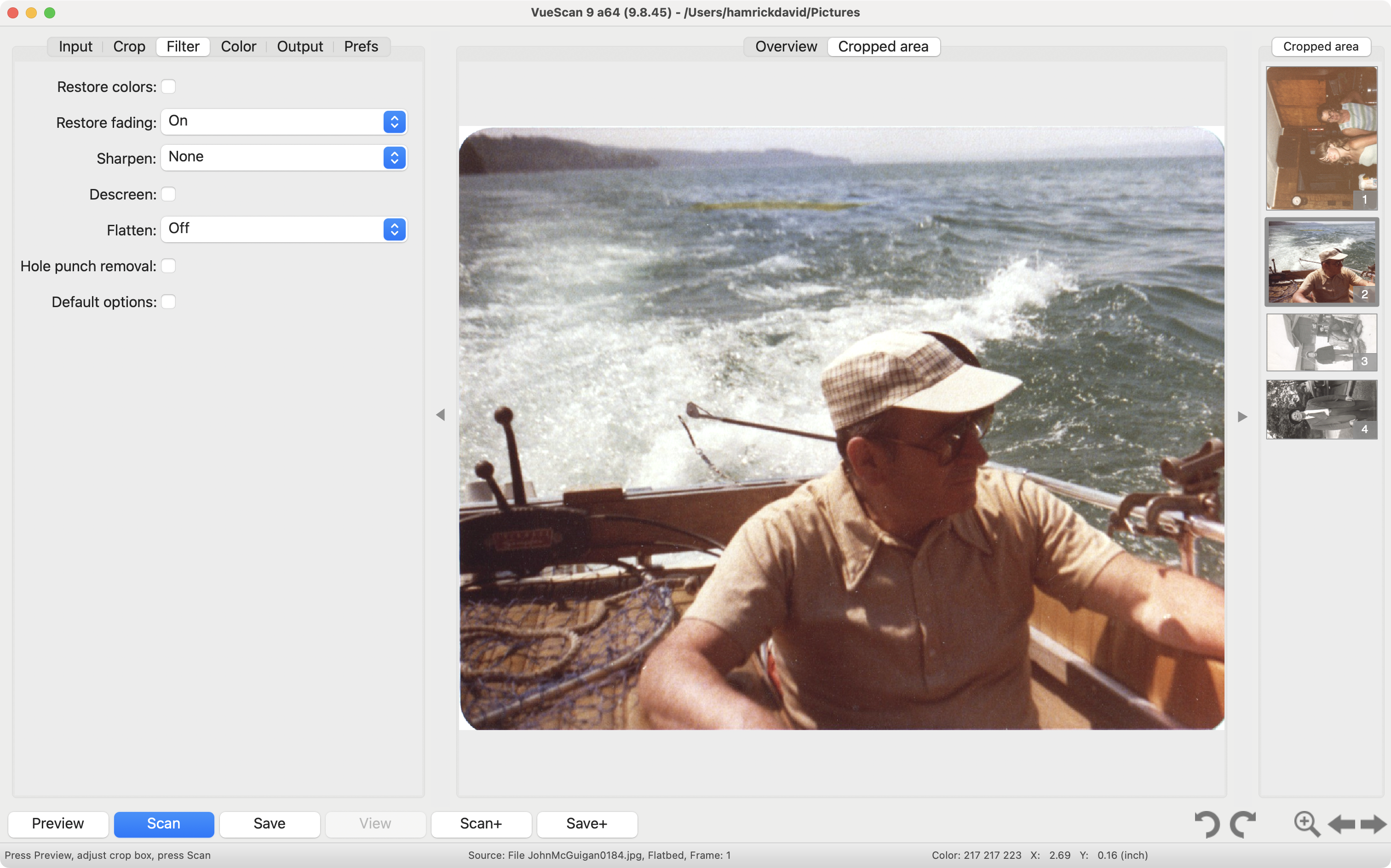 VueScan Screenshot showing the before image of AI-powered colorization