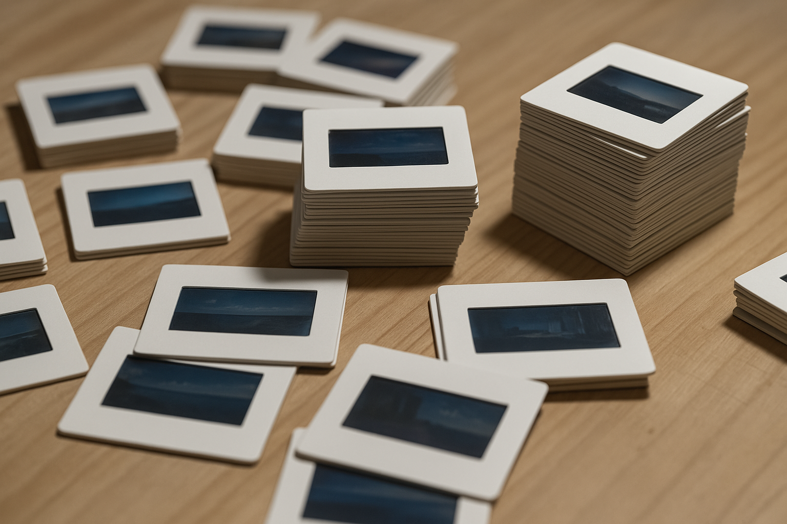 An illustration of a stack of slides being prepared for batch scanning